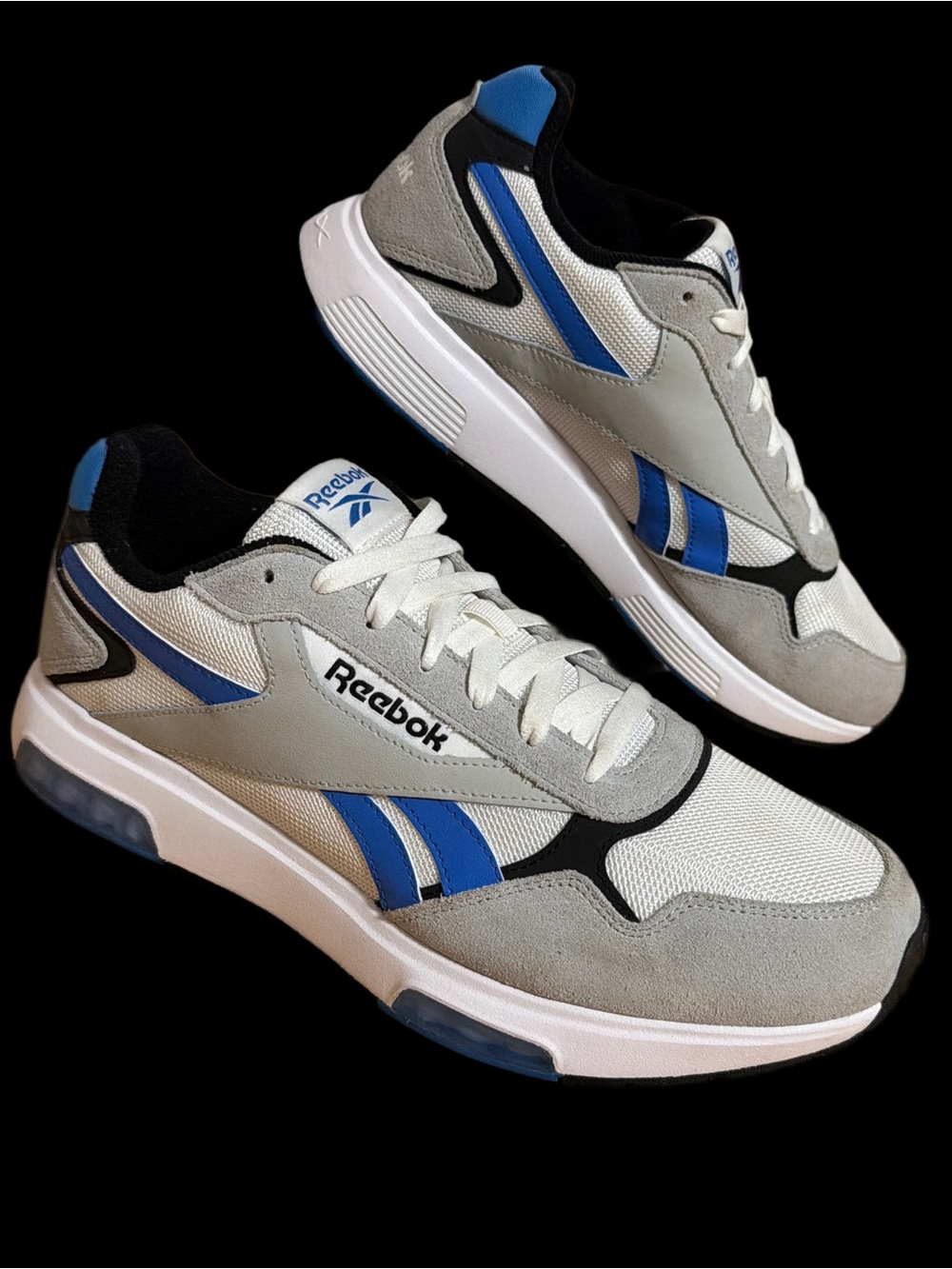 Reebok GLIDE DMX Men’s Size 11 Retro Runner Sneakers — White, Gray & Blue